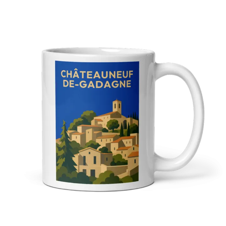 Mug — Affiche vintage de Châteauneuf de Gadagne et de son village perché
