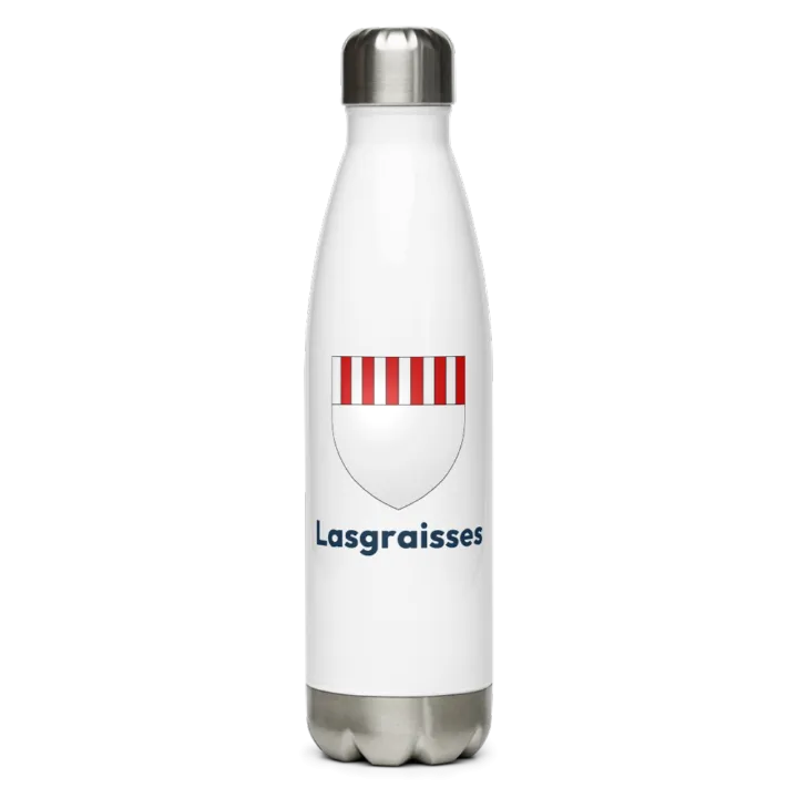 Gourde inox — blason de Lasgraisses