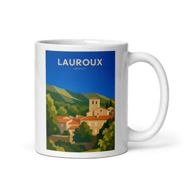 Mug — Affiche vintage de Lauroux (Hérault) – Village au cœur des montagnes