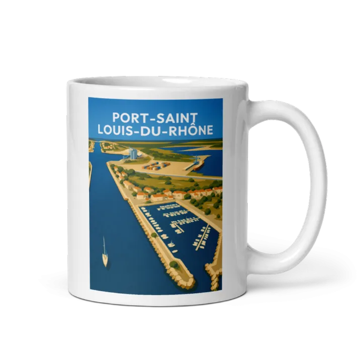 Mug — Affiche vintage de Port-Saint-Louis-du-Rhône et du port de plaisance