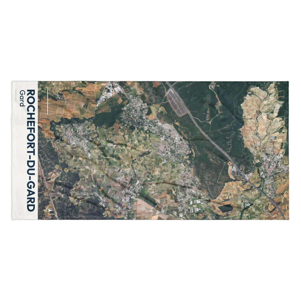 Serviette de plage — vue aérienne de Rochefort-du-Gard