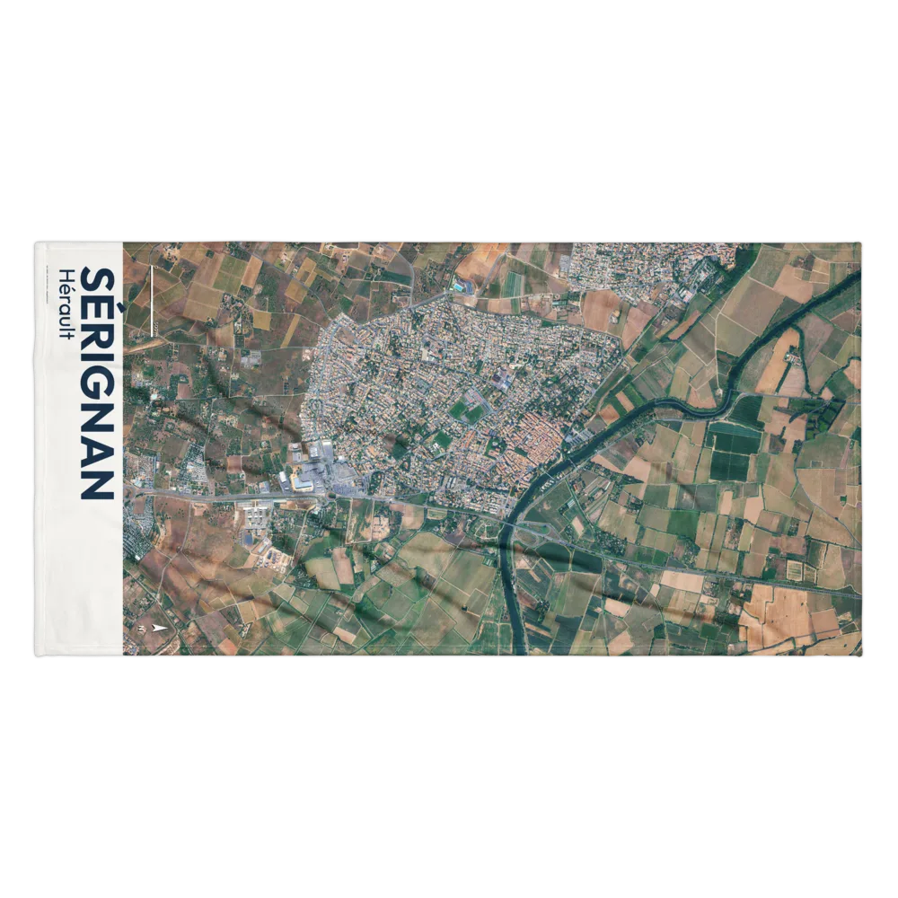Serviette de plage — vue aérienne de Sérignan