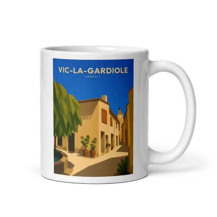 Mug — Affiche vintage représentant Vic la Gardiole dans l'Hérault