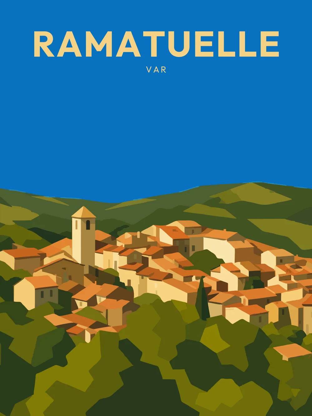Affiche Ramatuelle et ses paysages vallonnés