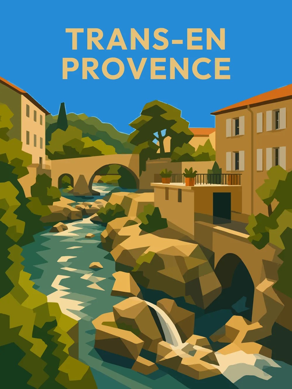 Affiche Trans-en-Provence et son cours d'eau