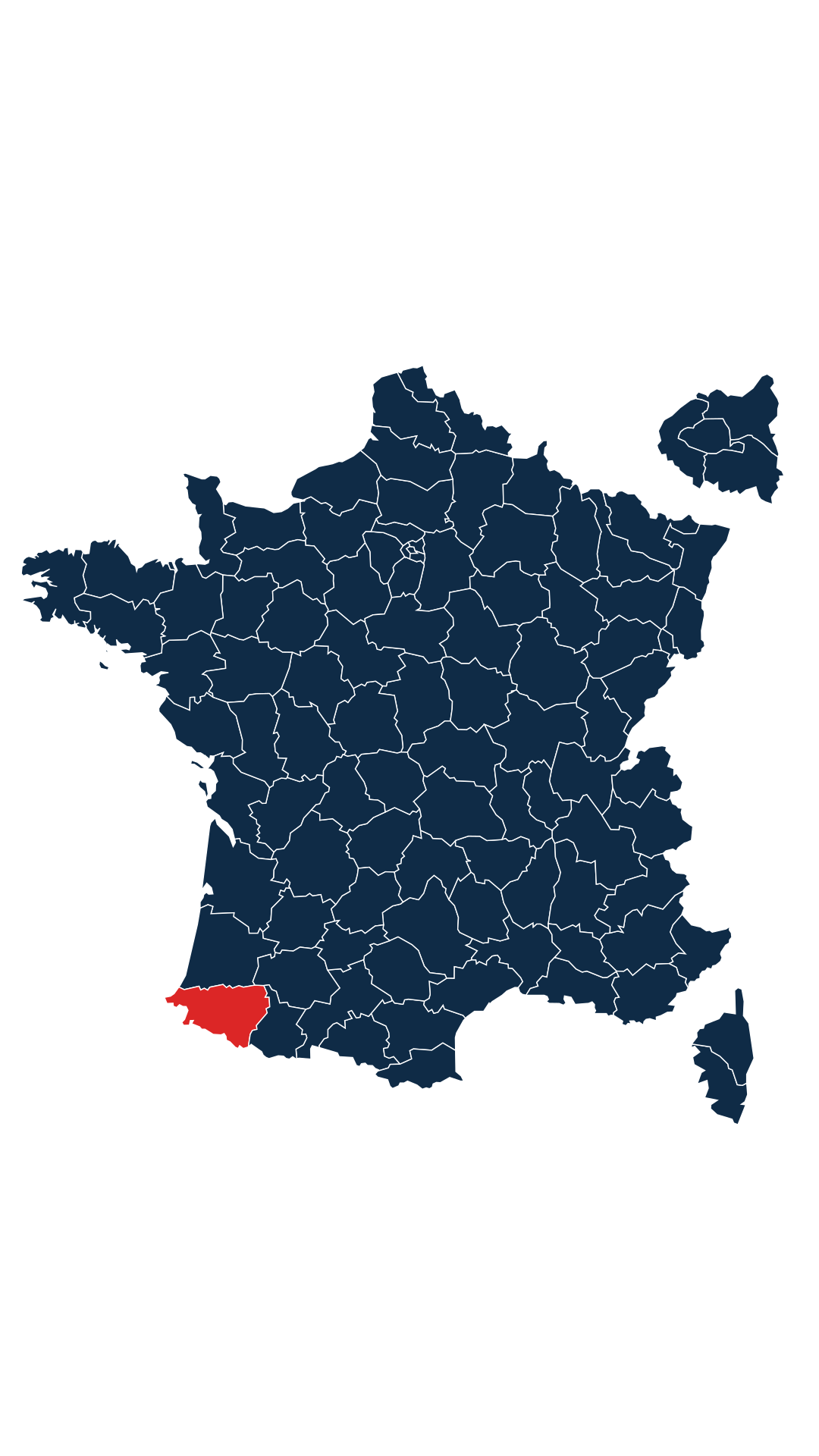 Carte du département Pyrénées-Atlantiques (64)