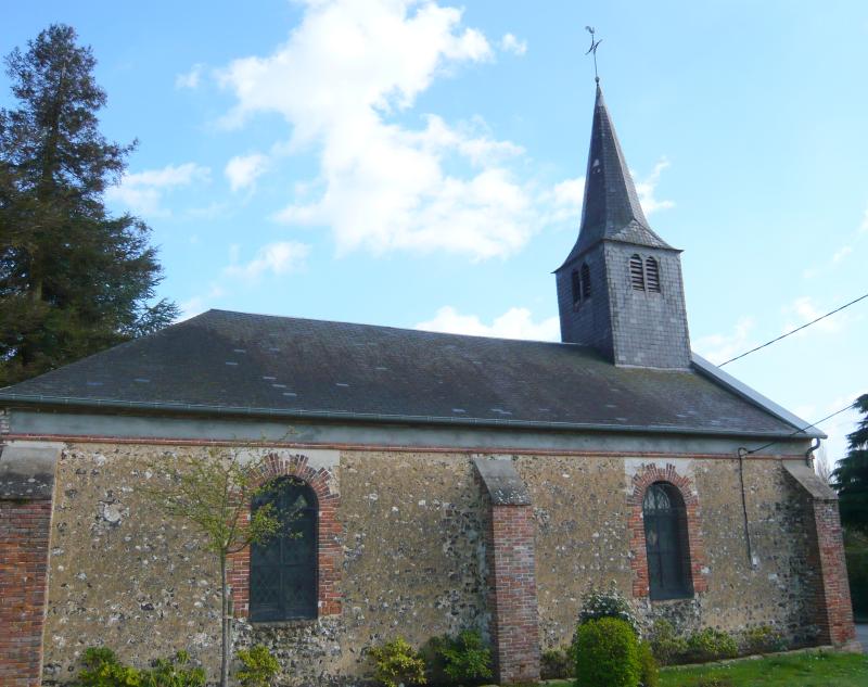 Temple protestant et la parcelle jouxtant l’édifice formant l’emprise de l’ancien cimetière huguenot de Marsauceux, Mézières-en-Drouais