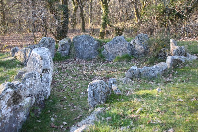 Dolmen à galerie avec la base du tumulus